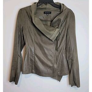 Malibu Sky Women's Suede Jacket Small Zip‎ Asymmetrical Bomber Lightweight Moto